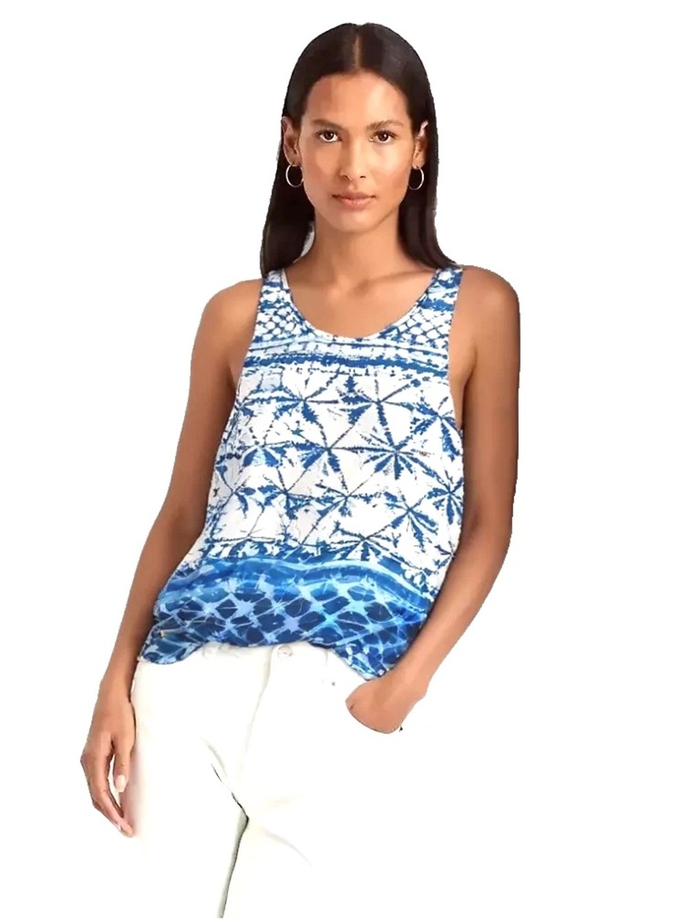 Rory Beca Zale Split Back 100% Silk Tie-Dye Tank Top